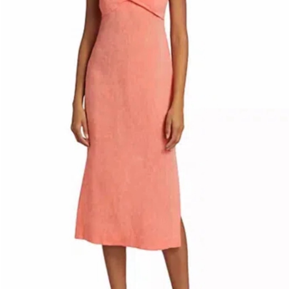 NWT Matthew Bruch twist front midi dress in red linen